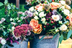 Frugal DIY wedding and hen party flower arrangements