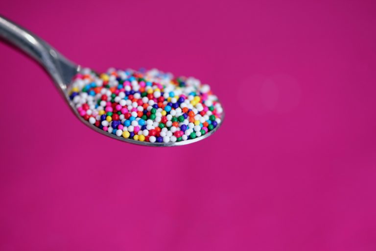 A spoon with hot sprinkles from a hen party dare card