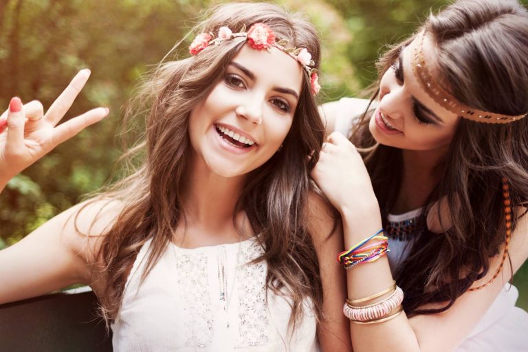 Two girls on a festival theme hen party