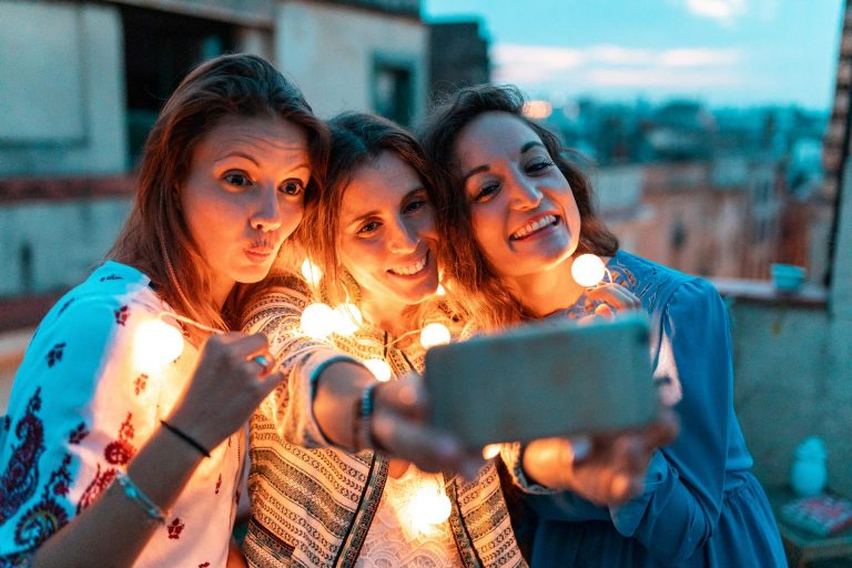 A hen party group taking a selfie