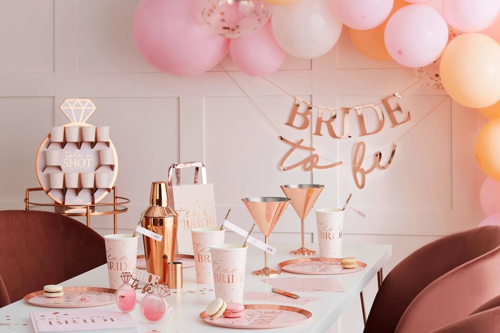 A table with hen party decorations on it