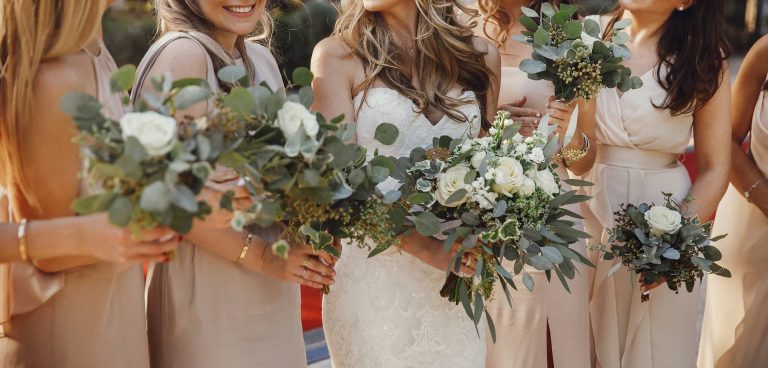 Bridesmaids in a row