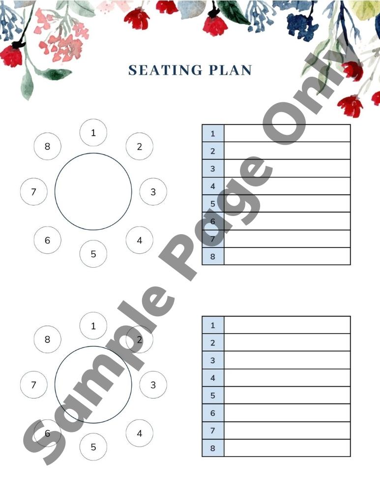 Wedding planner seating plan page