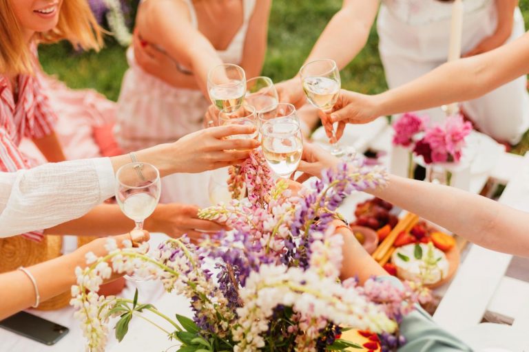 A summer garden hen party with prosecco