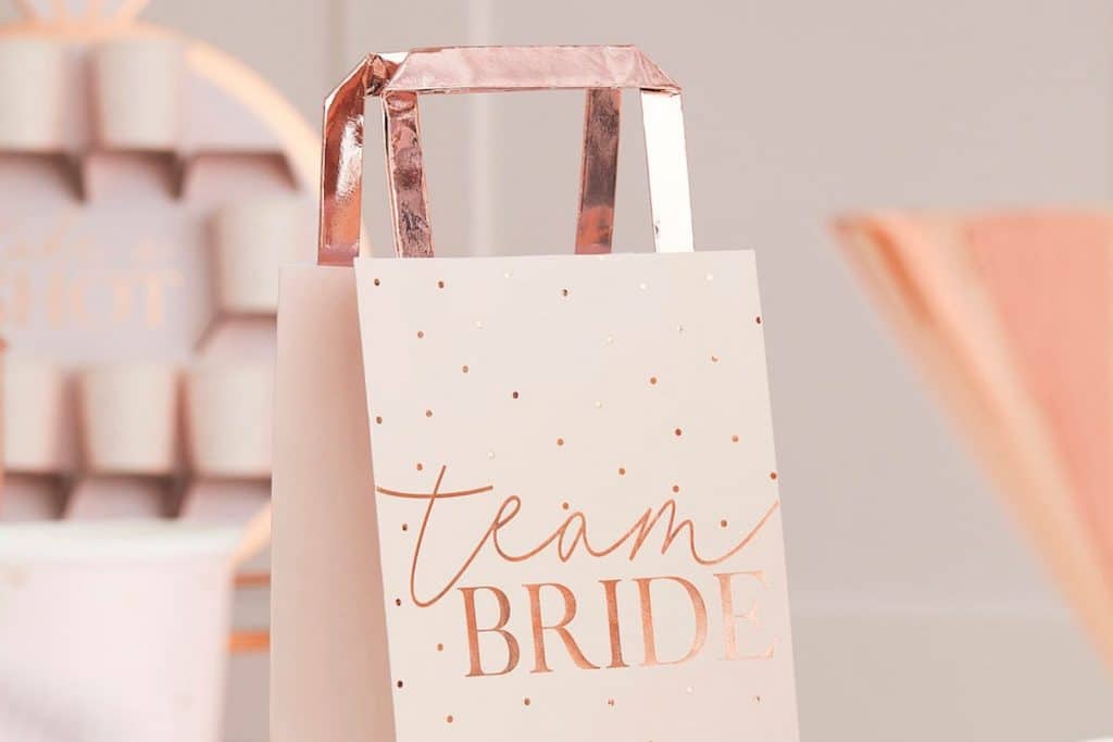 Hen party bag that says team bride on the front