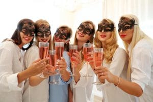 A group of girls getting together for a hen party after covid