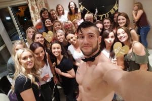 Buff butlers with a hen do group for their hen party activity