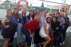 A hen party group about to board for a booze cruise