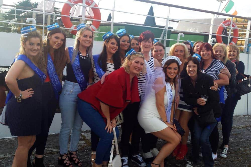 A hen party group about to board for a booze cruise